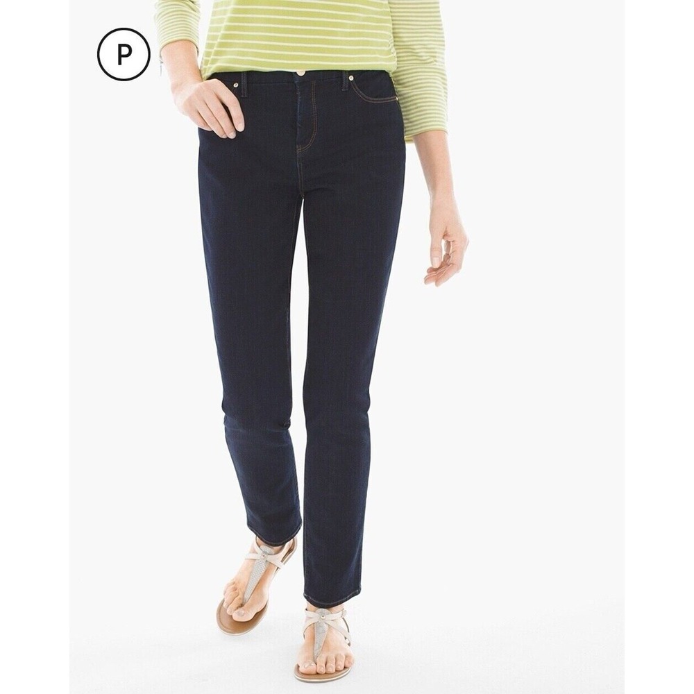 So Slimming By Chico's Size‎ 2 Short US L 12 Jeans Faded Black Mid Rise Stretch